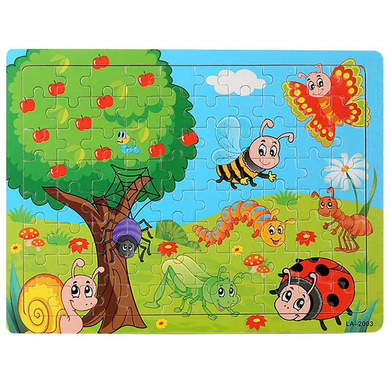 Wooden 80-Piece Kids Puzzle Cartoon Plane Toy