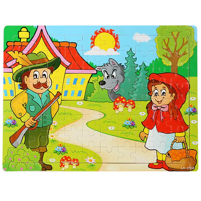 Wooden 80-Piece Kids Puzzle Cartoon Plane Toy