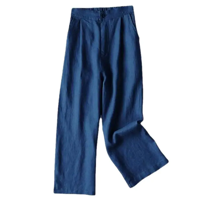 Women Wide Leg Linen Pants Black 2025 Spring - Image 12