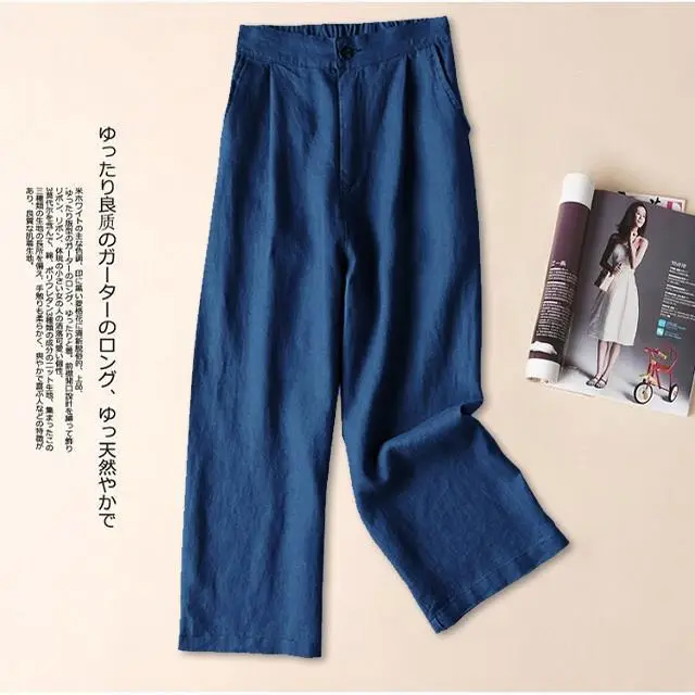 Women Wide Leg Linen Pants Black 2025 Spring - Image 5