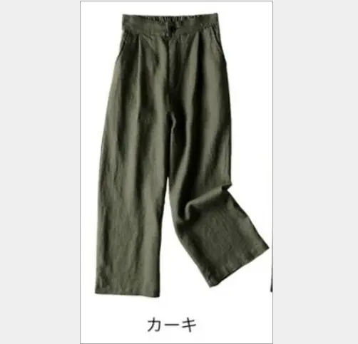 Women Wide Leg Linen Pants Black 2025 Spring - Image 7