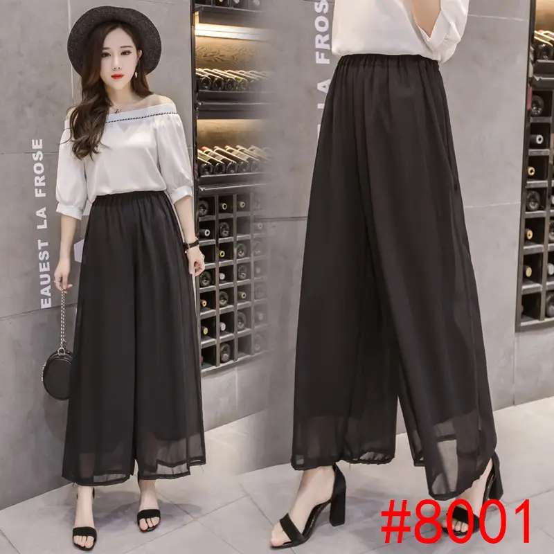 Women Pink Chiffon Wide Leg Pants Summer Casual Plus Size - Image 2