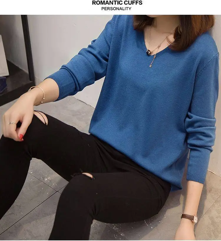 Plus Size Blue Knit Sweater for Women 2020 Winter — feature 10