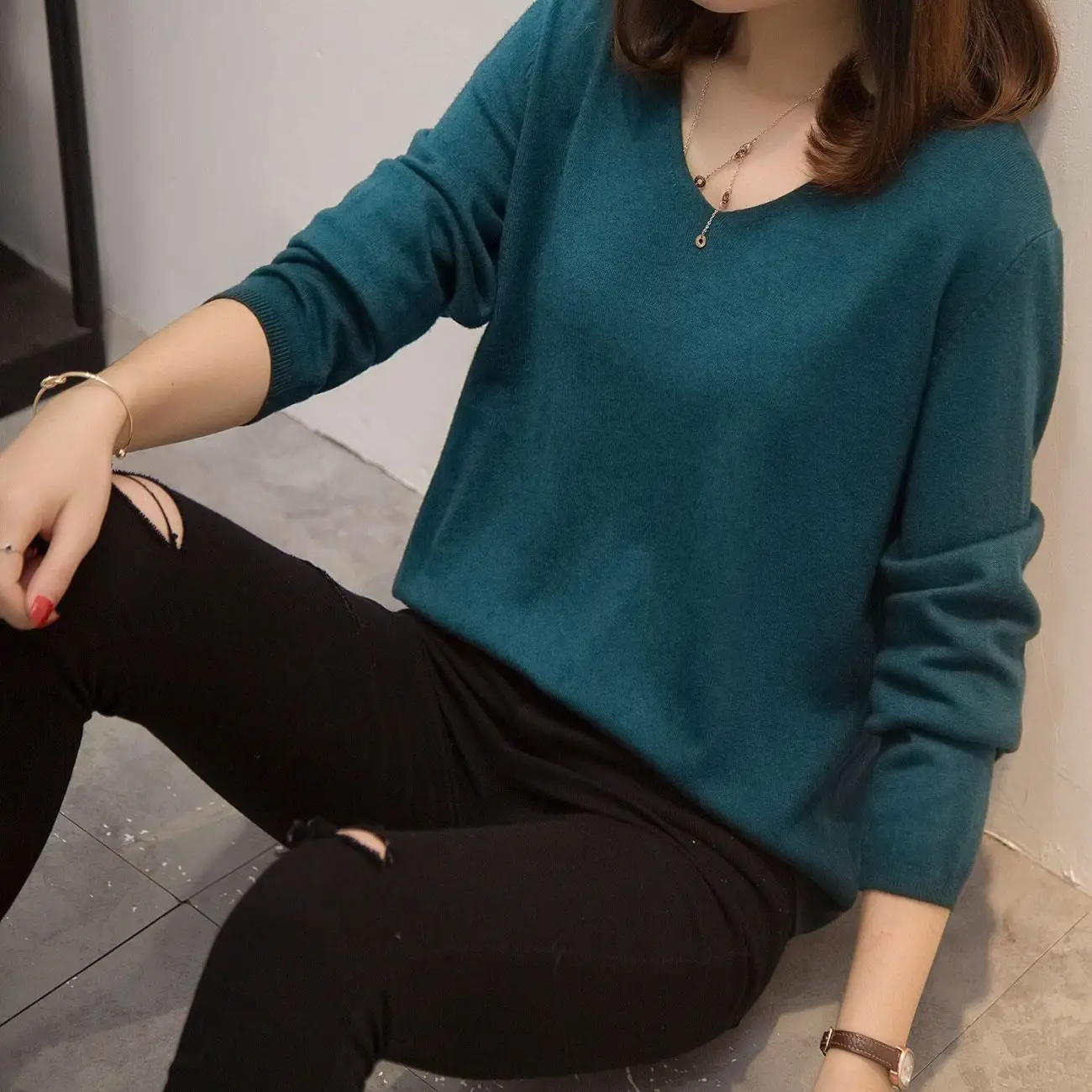 Plus Size Blue Knit Sweater for Women 2020 Winter — feature 17