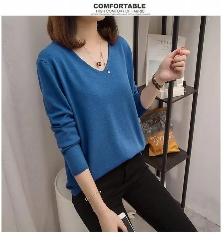 Plus Size Blue Knit Sweater for Women 2020 Winter — feature 2