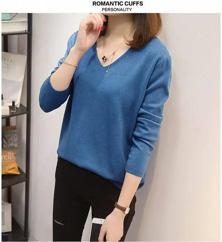 Plus Size Blue Knit Sweater for Women 2020 Winter — feature 9