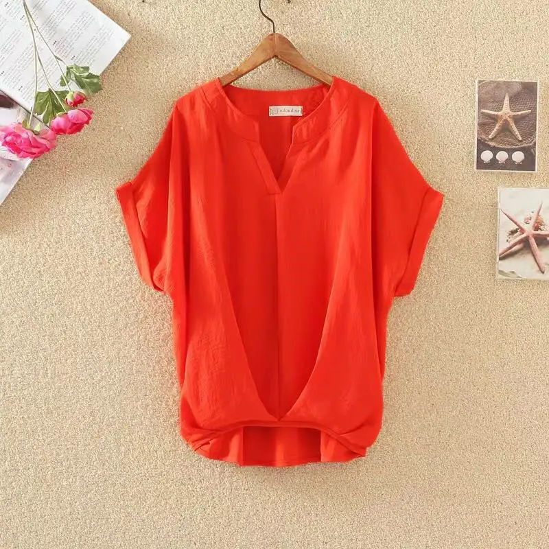 2025 Summer V Neck Bat Sleeve Women Top Large - Image 11