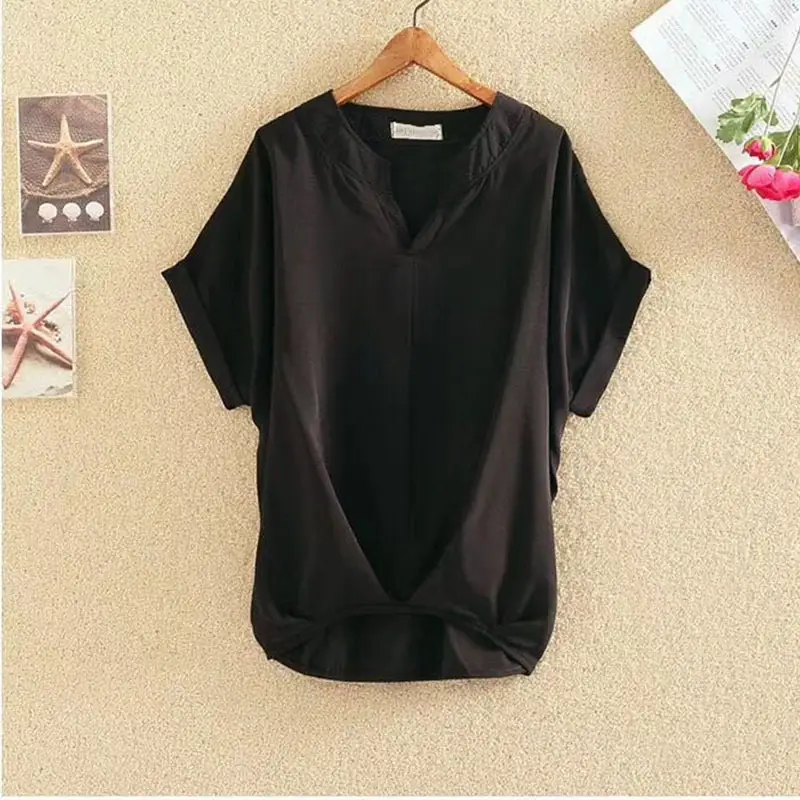 2025 Summer V Neck Bat Sleeve Women Top Large — feature 10