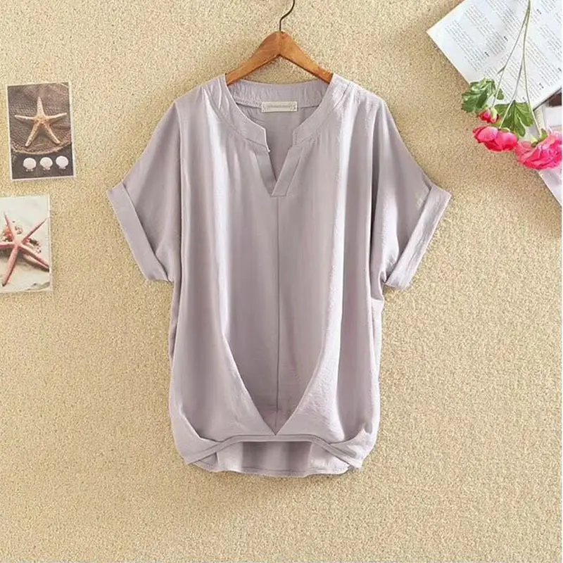 2025 Summer V Neck Bat Sleeve Women Top Large — feature 12