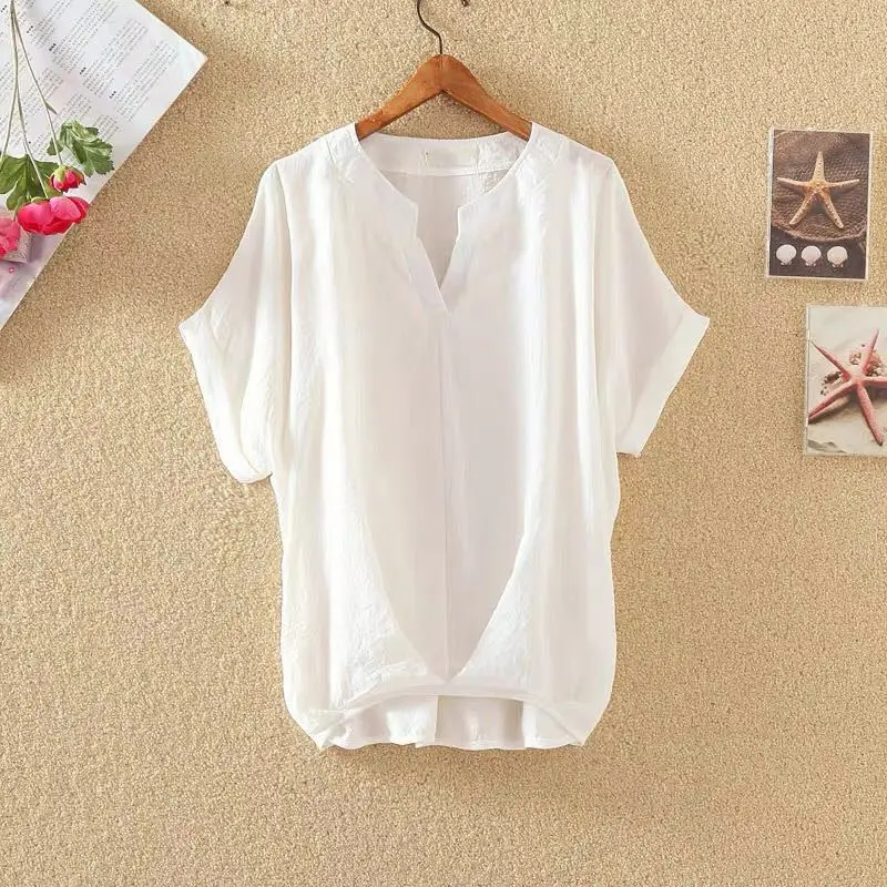 2025 Summer V Neck Bat Sleeve Women Top Large — feature 13