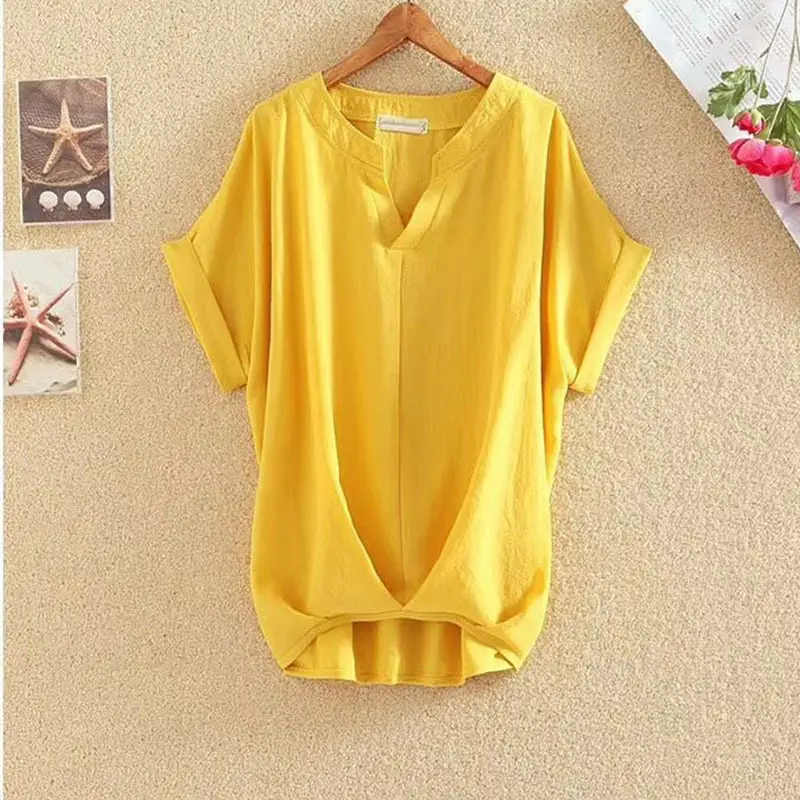 2025 Summer V Neck Bat Sleeve Women Top Large - Image 3