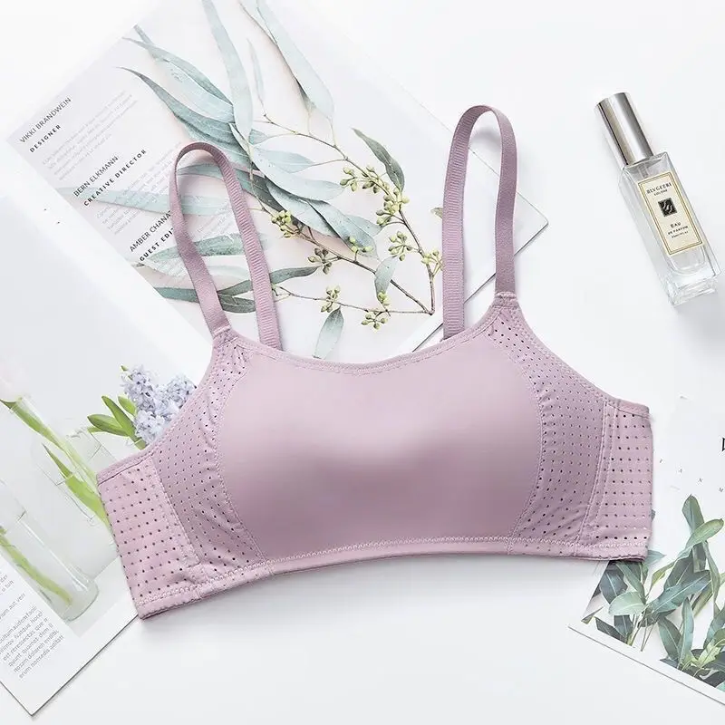 Yilaner 3139 latex cotton wireless bra tube top anti-exposure AB thin Cup breathable hole underwear