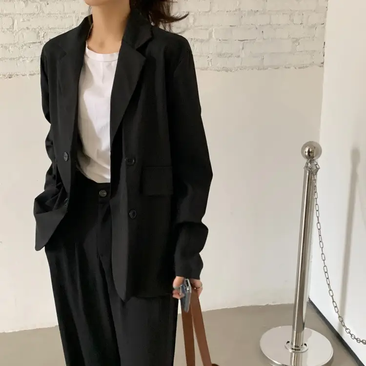 Women's Khaki Draped Loose Suit Jacket Mid-Length — feature 13