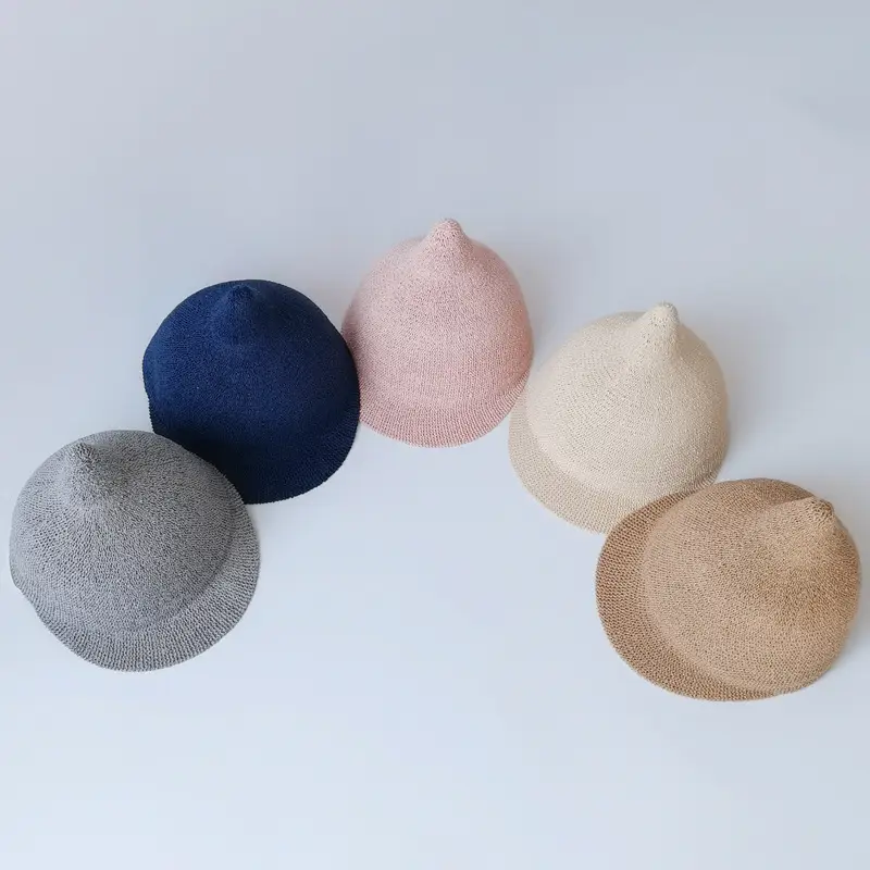 Yipang Baby Sun Hat Grey Knitted Spring Fall - Image 7