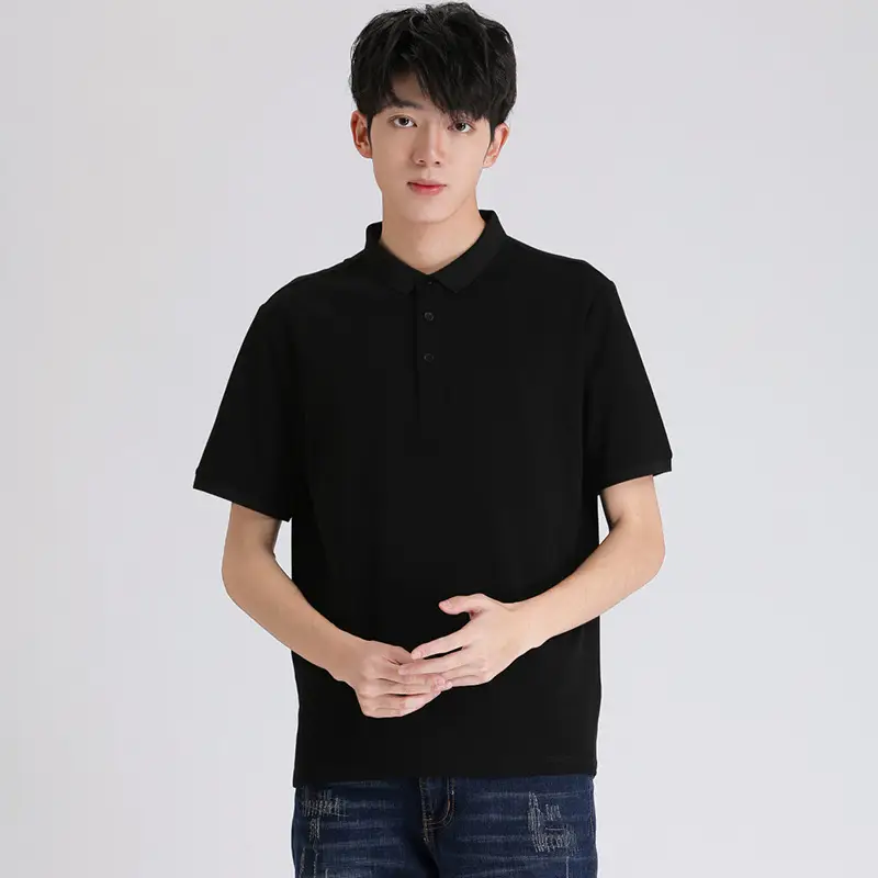 Men Silk-Screened Polo Shirt Blue Short Sleeve - Image 2