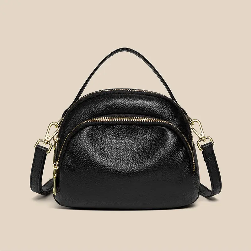Black Soft Leather Shoulder Crossbody Bag for Women - Image 2