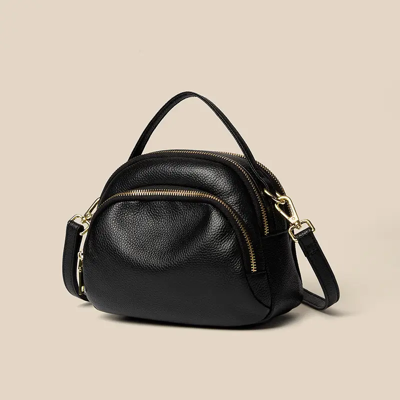 Black Soft Leather Shoulder Crossbody Bag for Women - Image 3