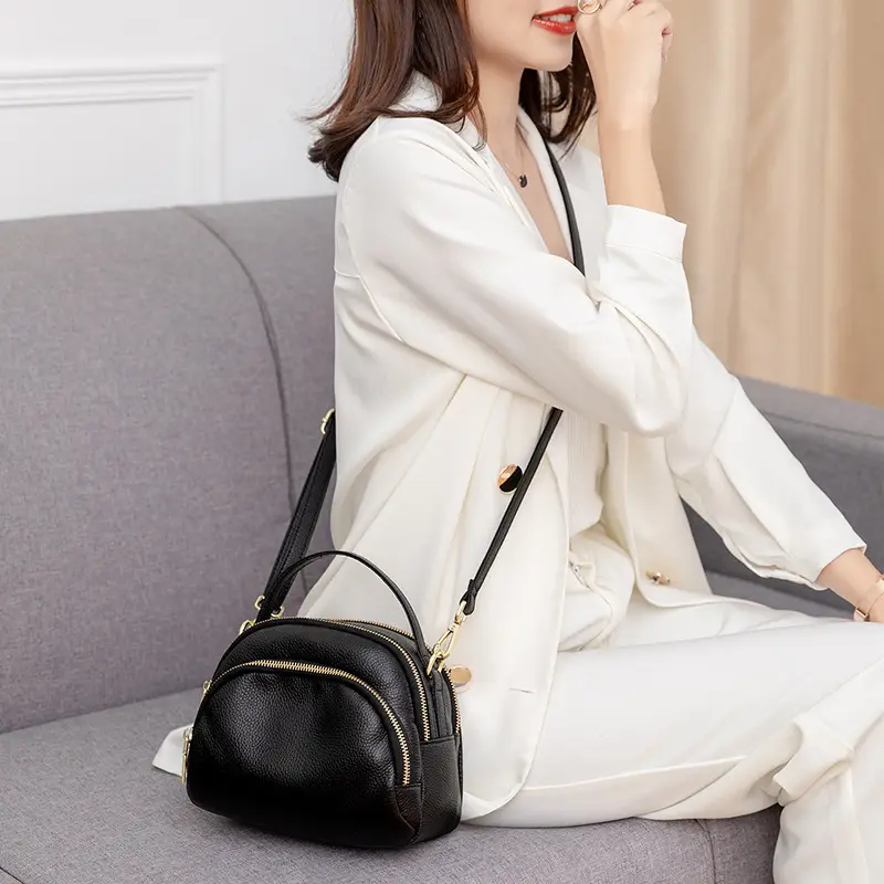 Black Soft Leather Shoulder Crossbody Bag for Women - Image 4
