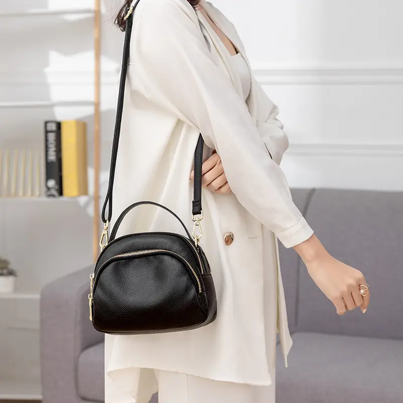 Black Soft Leather Shoulder Crossbody Bag for Women - Image 5