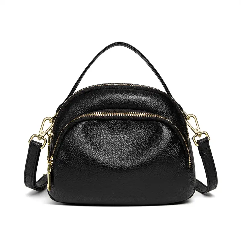 Black Soft Leather Shoulder Crossbody Bag for Women - Image 6