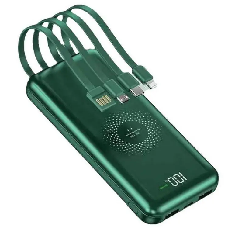 Green Wireless Power Bank with Digital Display - Image 2