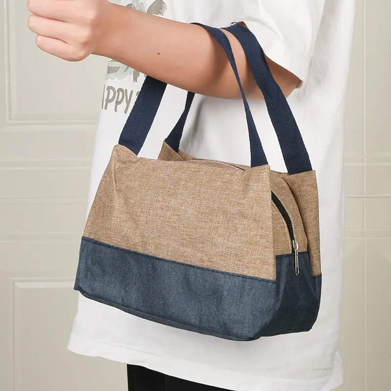 Women's Multi-Purpose Canvas Lunch Bag Pink Blue - Image 9