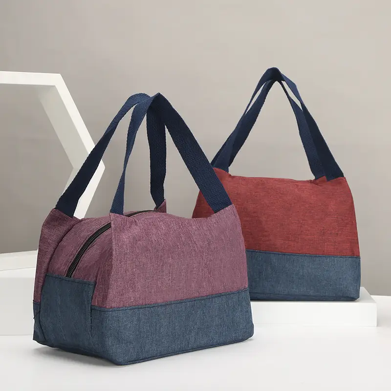 Women's Multi-Purpose Canvas Lunch Bag Pink Blue - Image 10