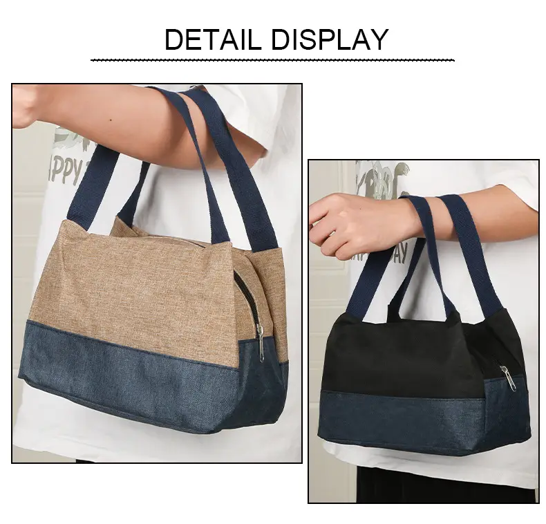Women's Multi-Purpose Canvas Lunch Bag Pink Blue — feature 11
