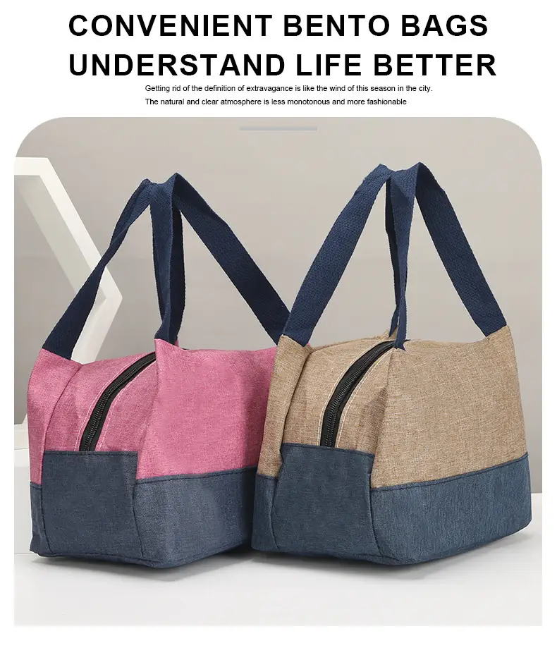 Women's Multi-Purpose Canvas Lunch Bag Pink Blue — feature 2