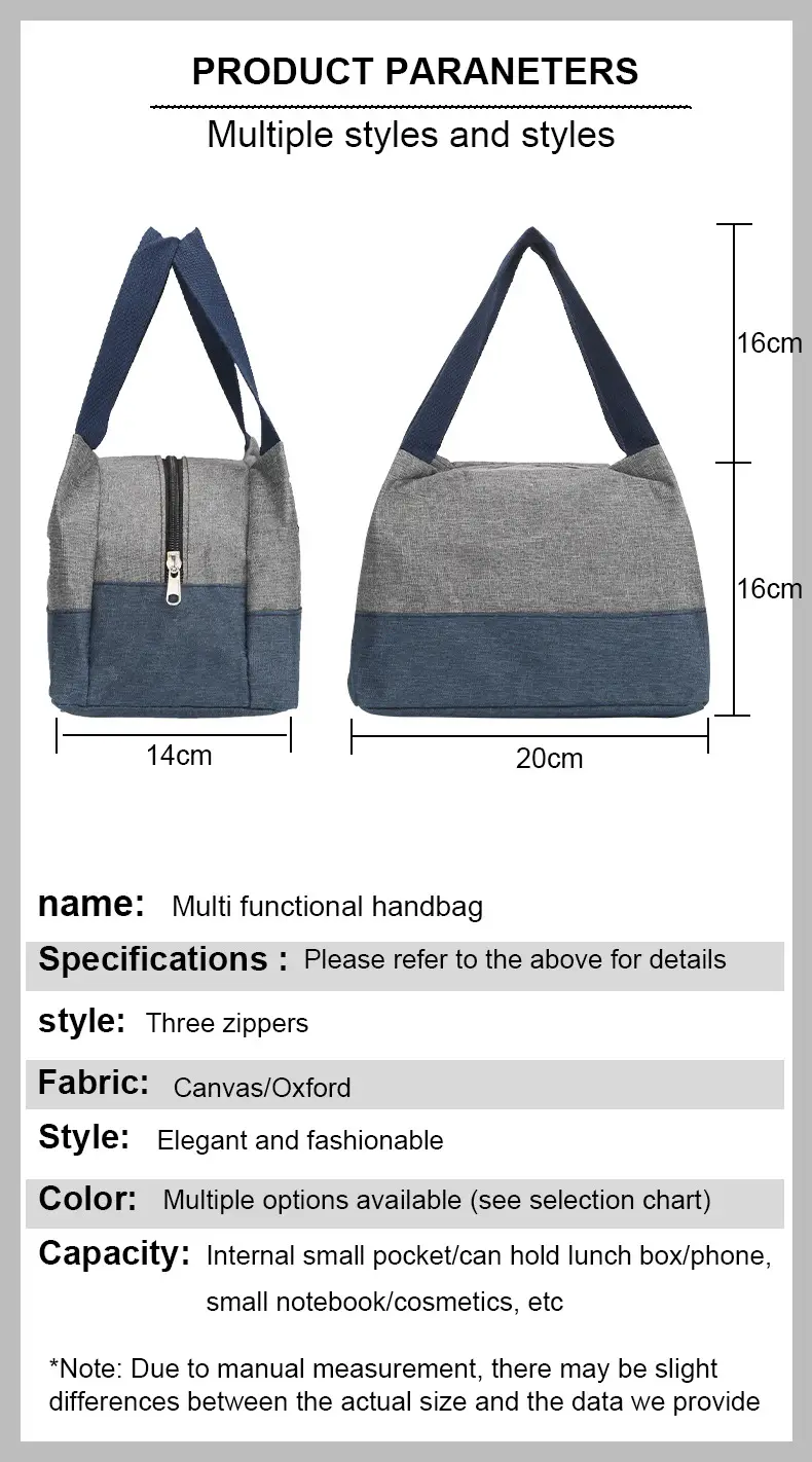 Women's Multi-Purpose Canvas Lunch Bag Pink Blue — feature 5