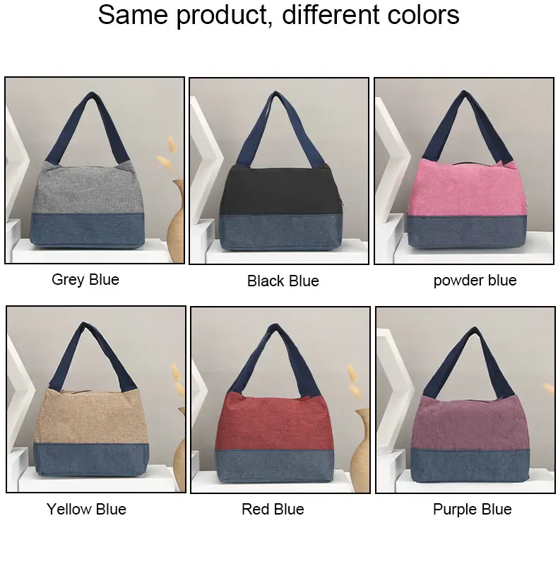 Women's Multi-Purpose Canvas Lunch Bag Pink Blue — feature 8