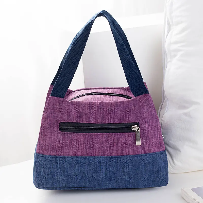 Women's Multi-Purpose Canvas Lunch Bag Pink Blue - Image 2