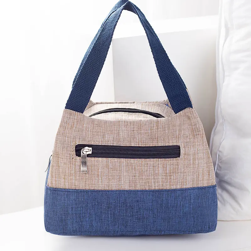 Women's Multi-Purpose Canvas Lunch Bag Pink Blue - Image 3