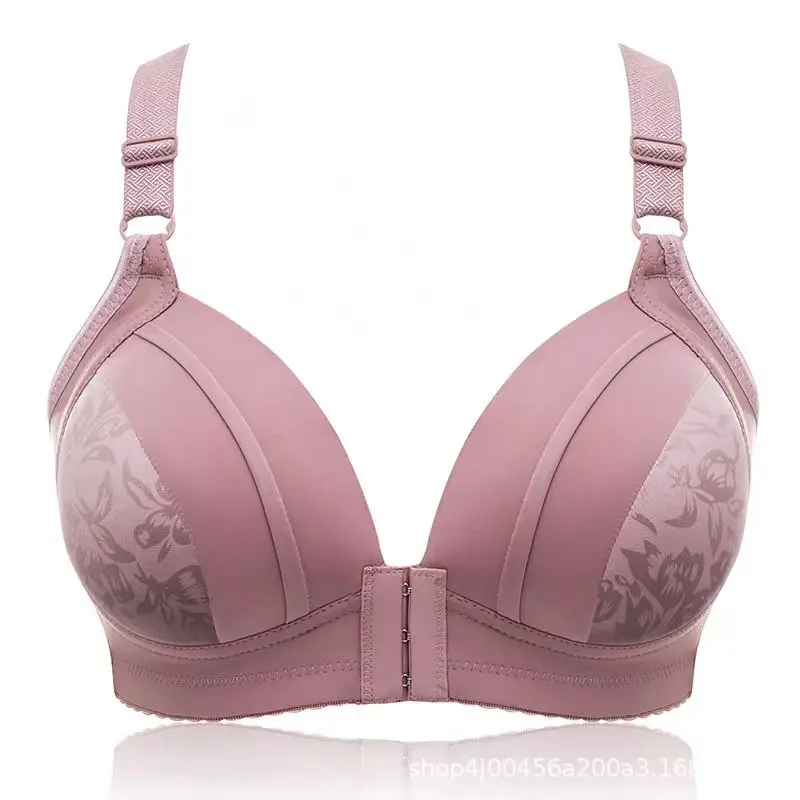 Factory Direct Supply No Steel Ring Thin Front Buckle Bra Large Size Comfortable Gather Bra Underwear