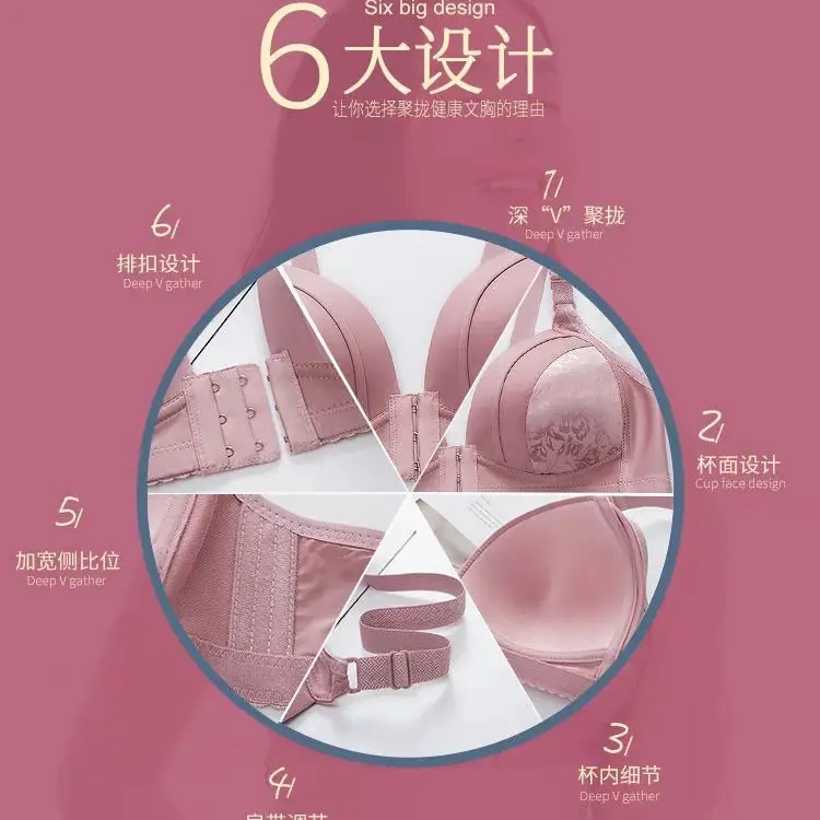 Factory Direct Supply No Steel Ring Thin Front Buckle Bra Large Size Comfortable Gather Bra Underwear