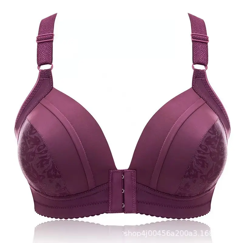 Factory Direct Supply No Steel Ring Thin Front Buckle Bra Large Size Comfortable Gather Bra Underwear