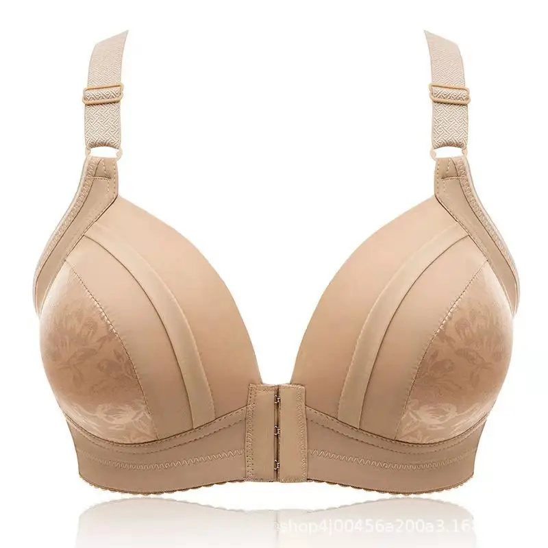 Factory Direct Supply No Steel Ring Thin Front Buckle Bra Large Size Comfortable Gather Bra Underwear