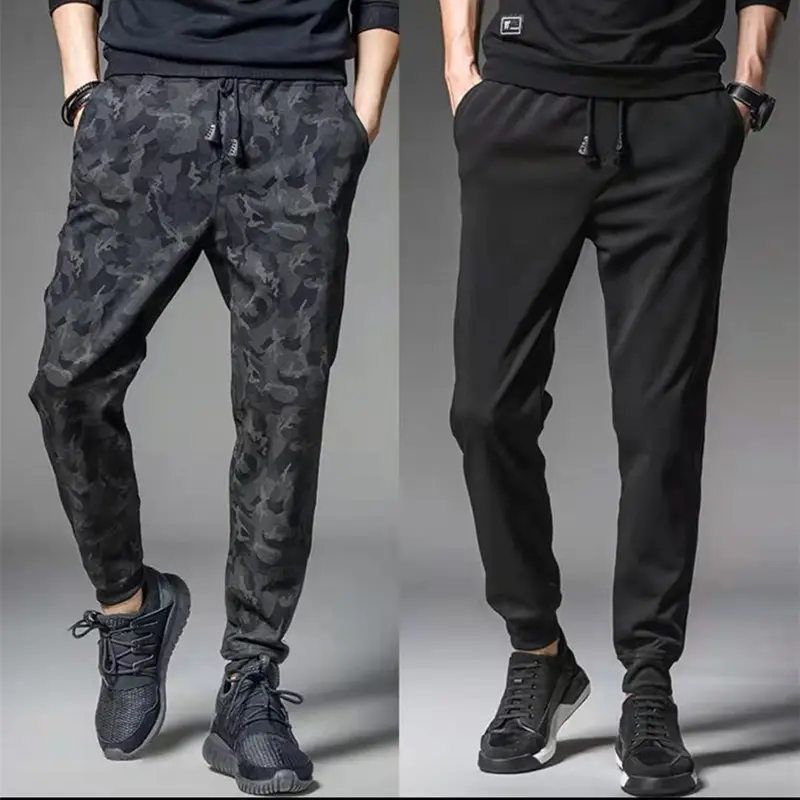 Men's Camouflage Stretch Black Cropped Pants - Image 5