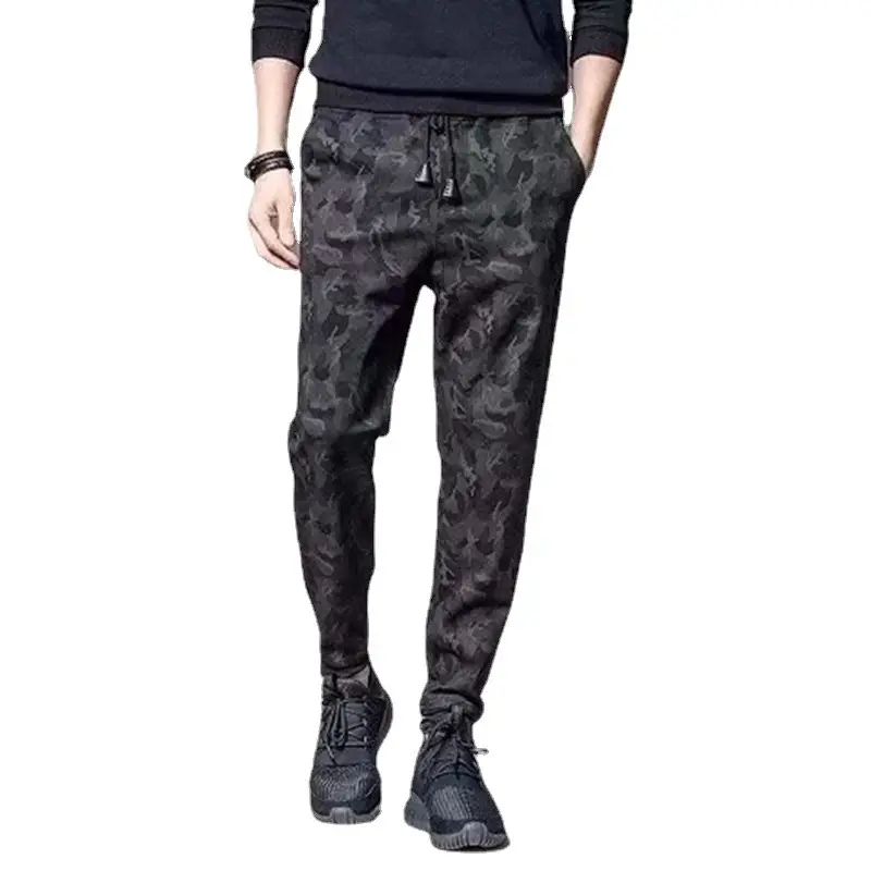 Men's Camouflage Stretch Black Cropped Pants - Image 8