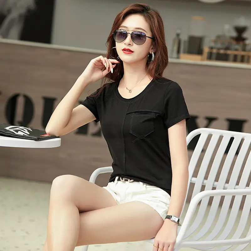 Black Short Sleeve T-Shirt with Flap Pocket - Image 8