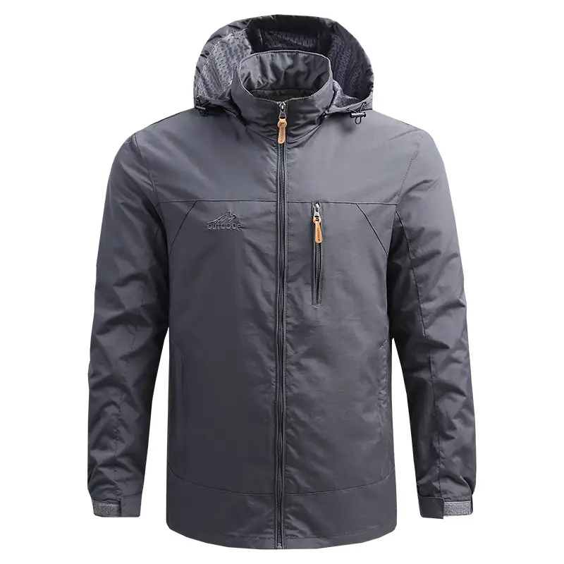Men's 2020 Hooded Thin Outdoor Jacket Navy Blue Large - Image 2