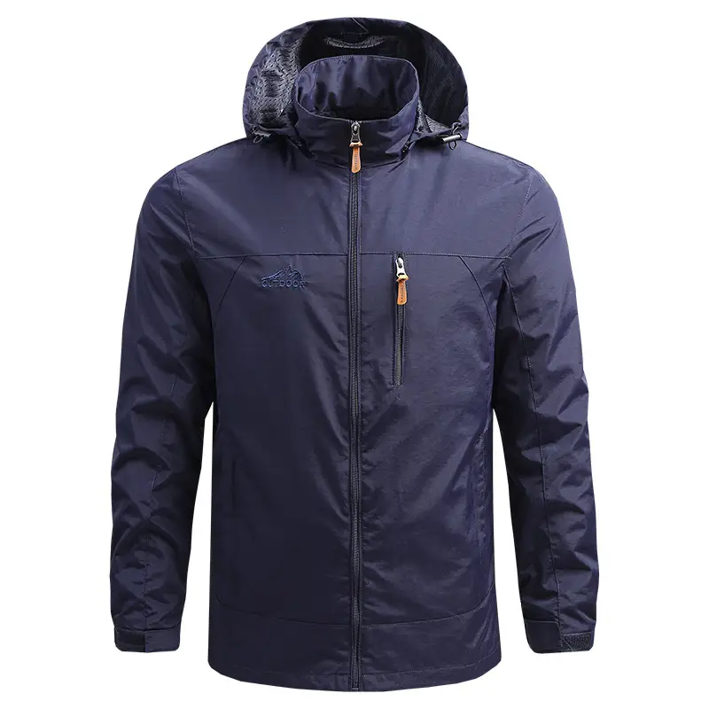 Men's 2020 Hooded Thin Outdoor Jacket Navy Blue Large - Image 4