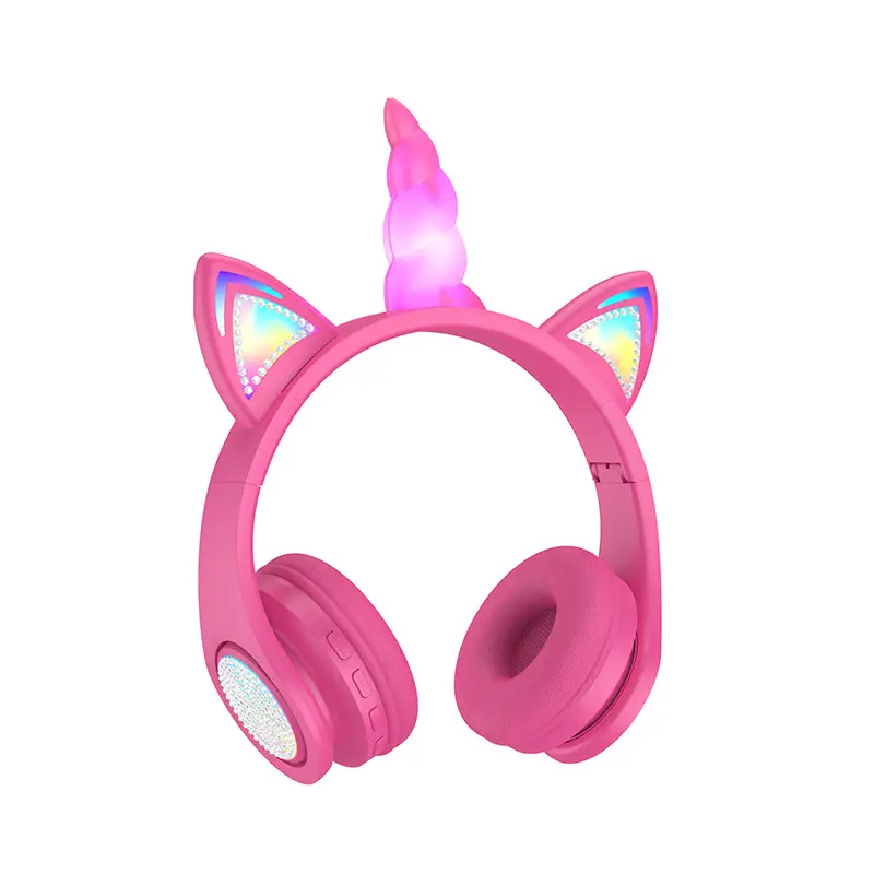 Pink Unicorn Bluetooth Headset with LED Lights - Image 4
