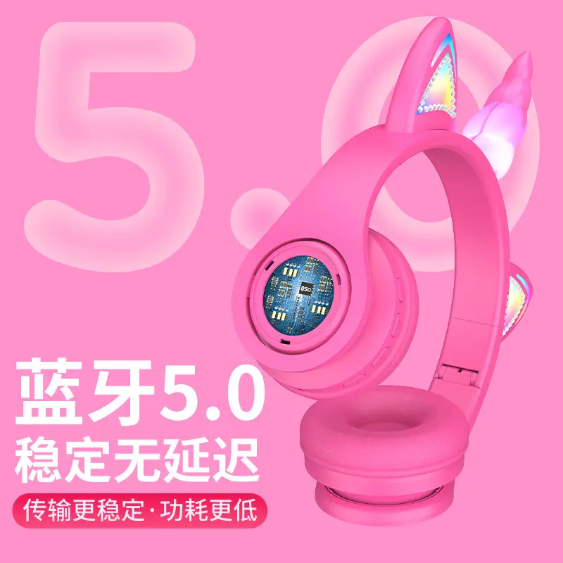 Pink Unicorn Bluetooth Headset with LED Lights - Image 7