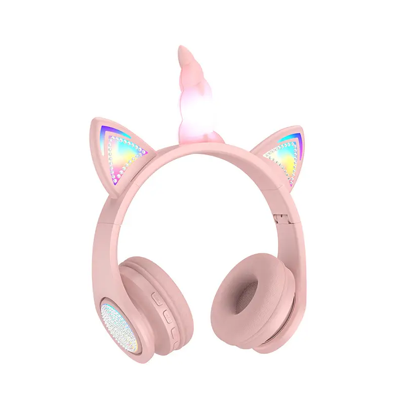 Pink Unicorn Bluetooth Headset with LED Lights - Image 2