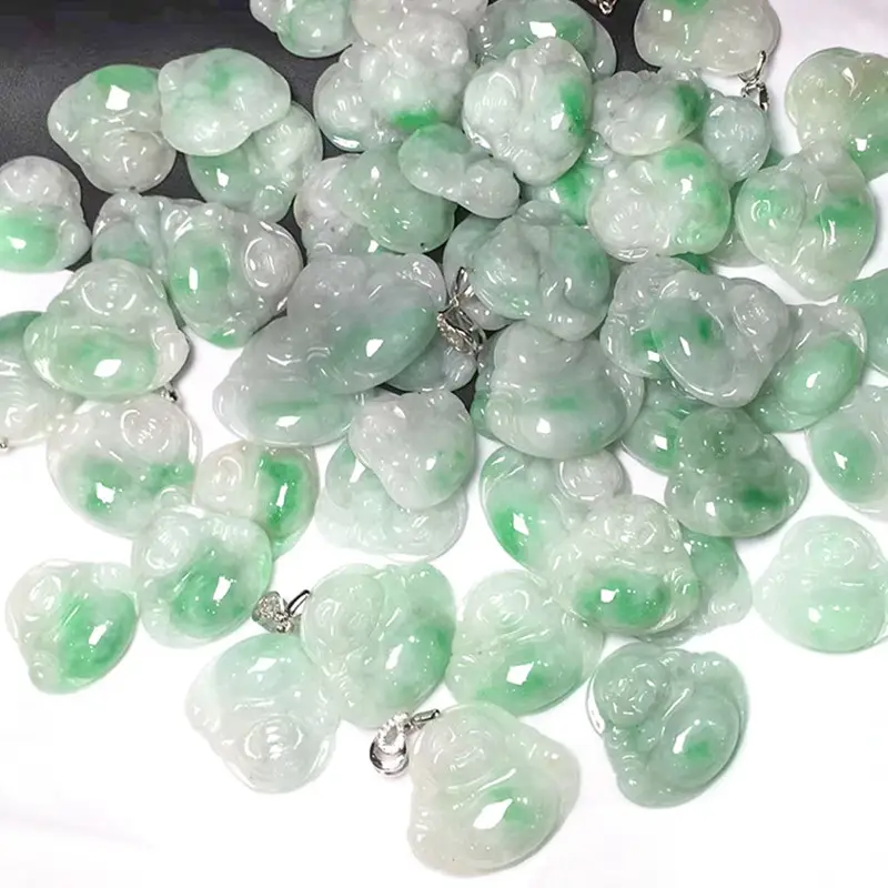 Natural Jade Buddha Pendant Necklace Green White Peace Buckle — feature 57