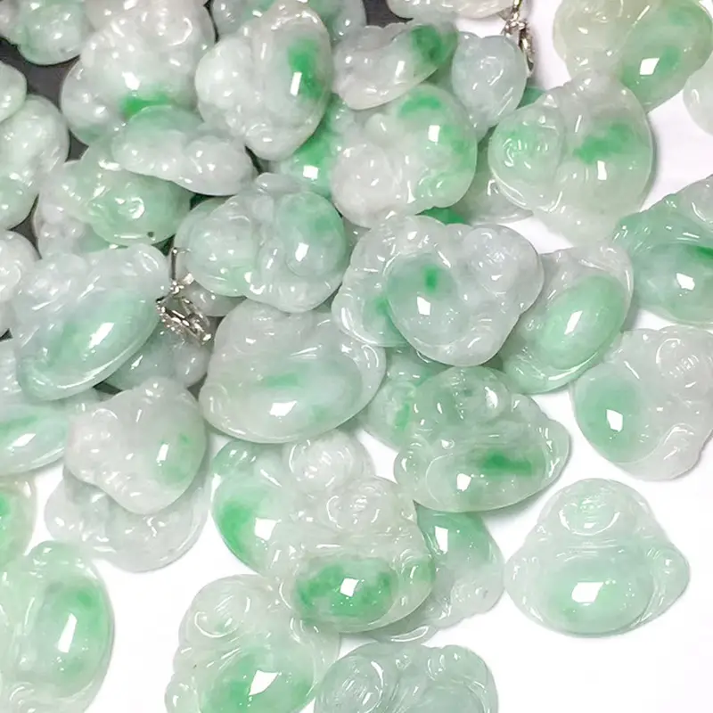 Natural Jade Buddha Pendant Necklace Green White Peace Buckle — feature 58