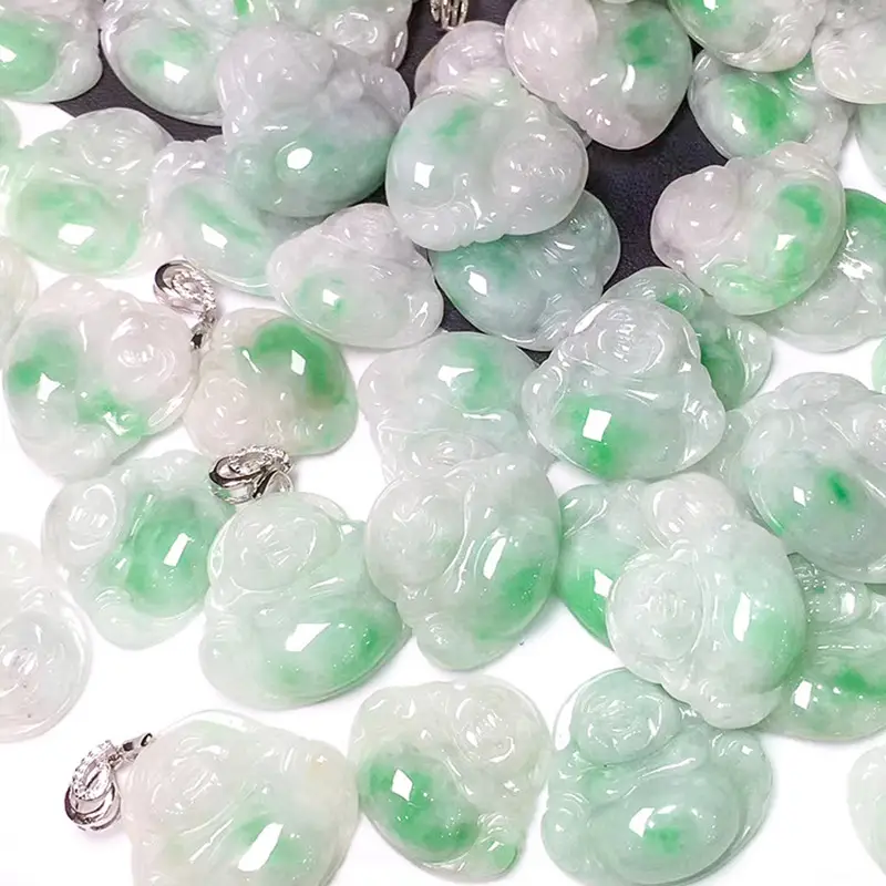 Natural Jade Buddha Pendant Necklace Green White Peace Buckle — feature 62