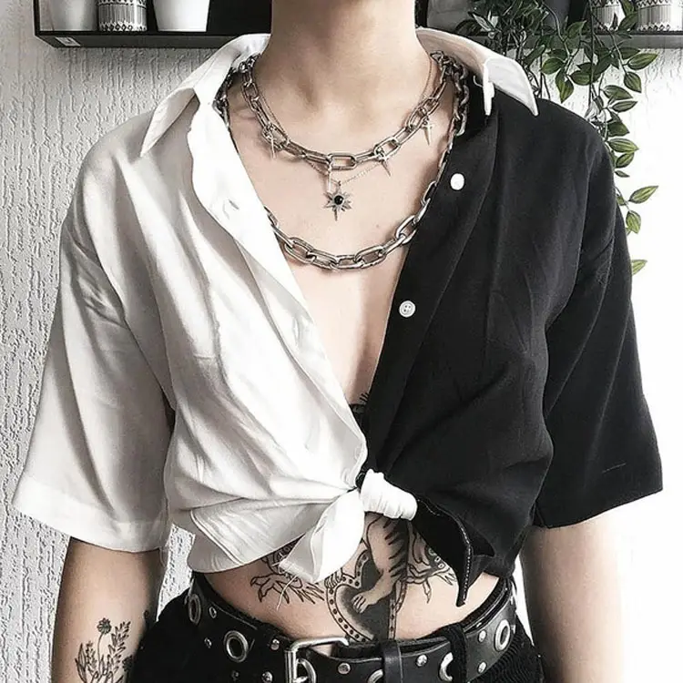 White Lapel T-Shirt for Women 2024 Cross Border