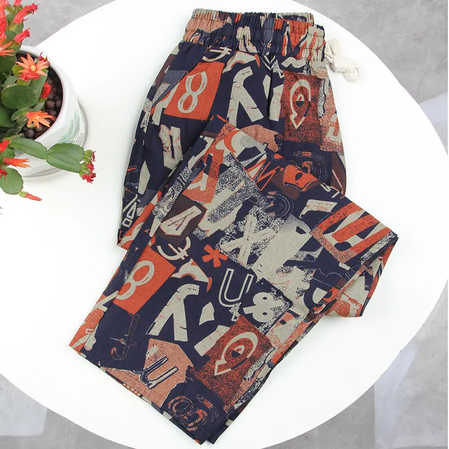 Loose Fitting Plaid Cropped Pants High Waist